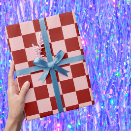 Röd och Rosa Checkerboard Presentpapper