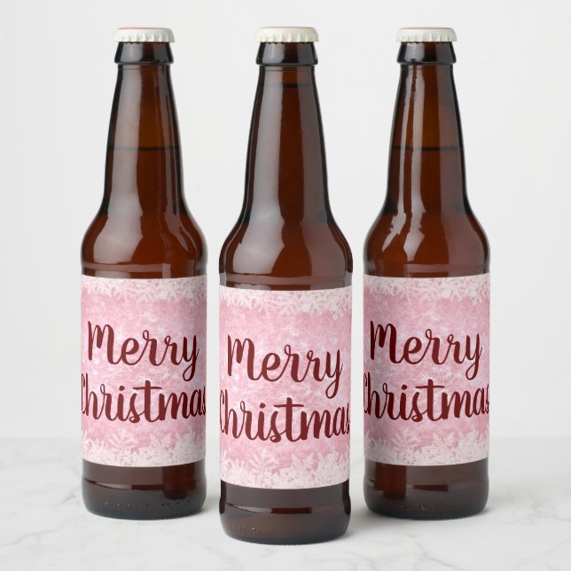 Röd och Rosa frost God jul Ölflaska Etikett (Flaskor)