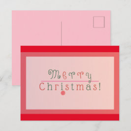 Röd och rosa glatt jul & prydnad vykort