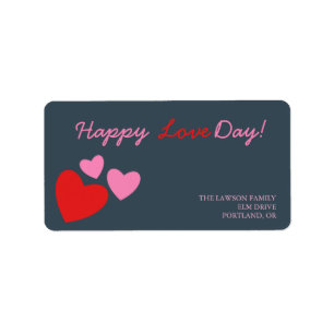 Röd och Rosa Hearts - valentins dagsetikett Adressetikett