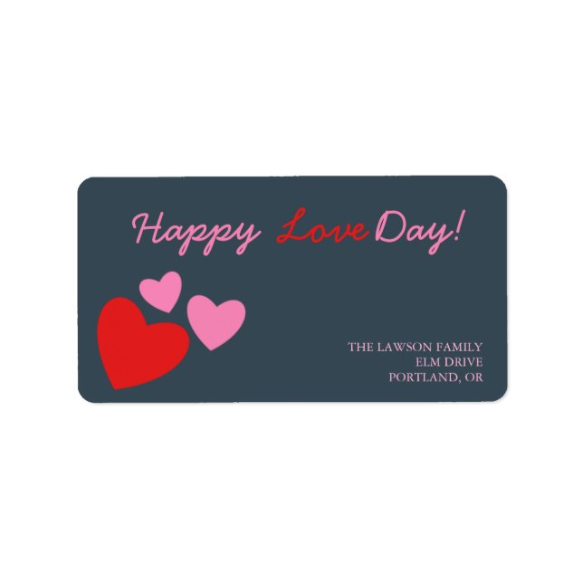 Röd och Rosa Hearts - valentins dagsetikett Adressetikett (Framsidan)