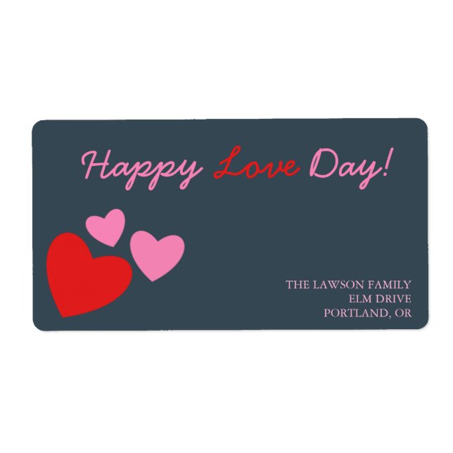 Röd och Rosa Hearts - valentins dagsetikett Fraktsedel (Framsidan)