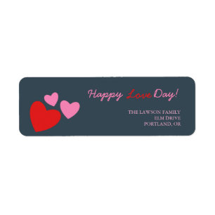 Röd och Rosa Hearts - valentins dagsetikett Returadress Etikett