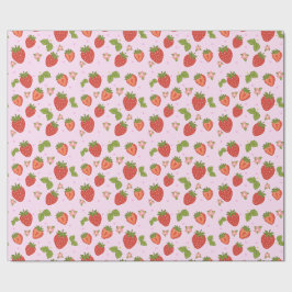 Röd och rosa jordgubbsmönstrad presentpapper