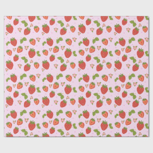 Röd och rosa jordgubbsmönstrad presentpapper