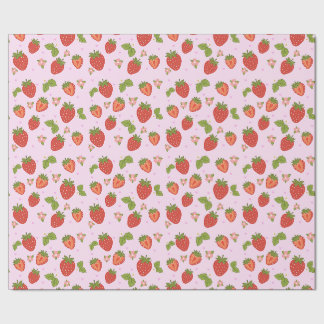 Röd och rosa jordgubbsmönstrad presentpapper