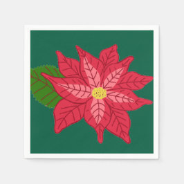 Röd och rosa julpoinsettia pappersservett