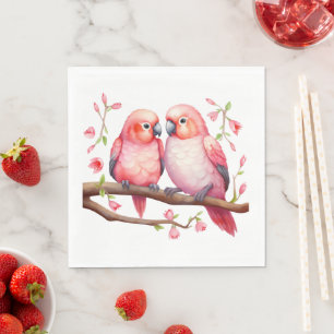 Röd och Rosa Lovebird Pappersservett