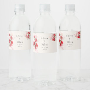 Röd och Rosa Pappra Ro Vattenflaskor Etikett