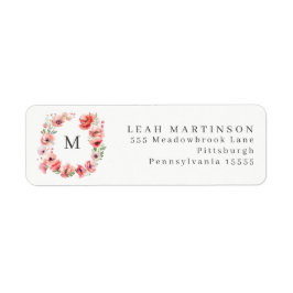 Röd och Rosa Poppy Flower WAN Label Returadress Etikett