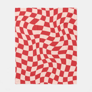 Röd och Rosa Psychedelic Checkated Groovy Grid Pat Fleecefilt