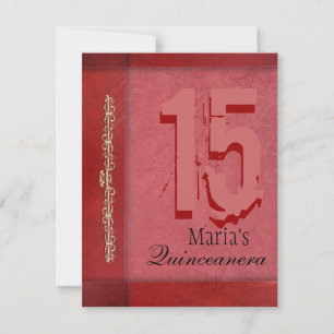 Röd och rosa Quinceanera-inbjudan Inbjudningar