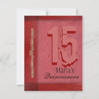 Röd och rosa Quinceanera-inbjudan Inbjudningar