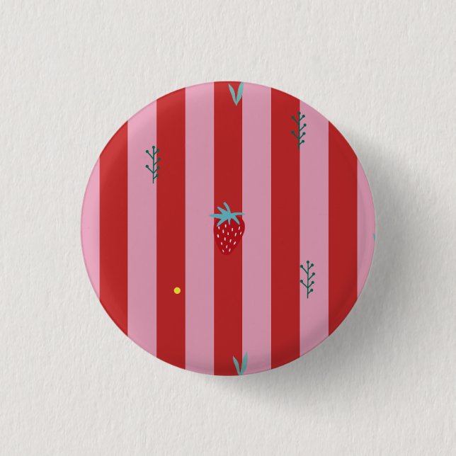 röd och rosa rand, djärv design med jordgubbar knapp (Framsida)