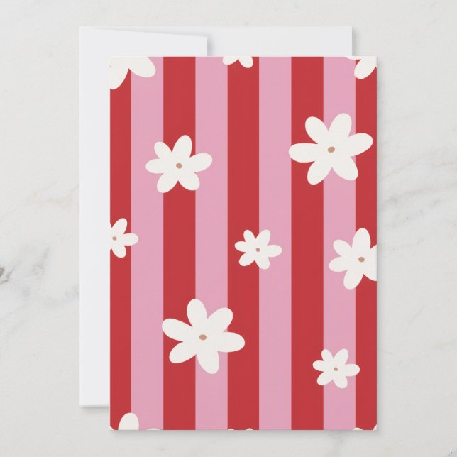 Röd och rosa randig blomma  inbjudningar (Framsida)