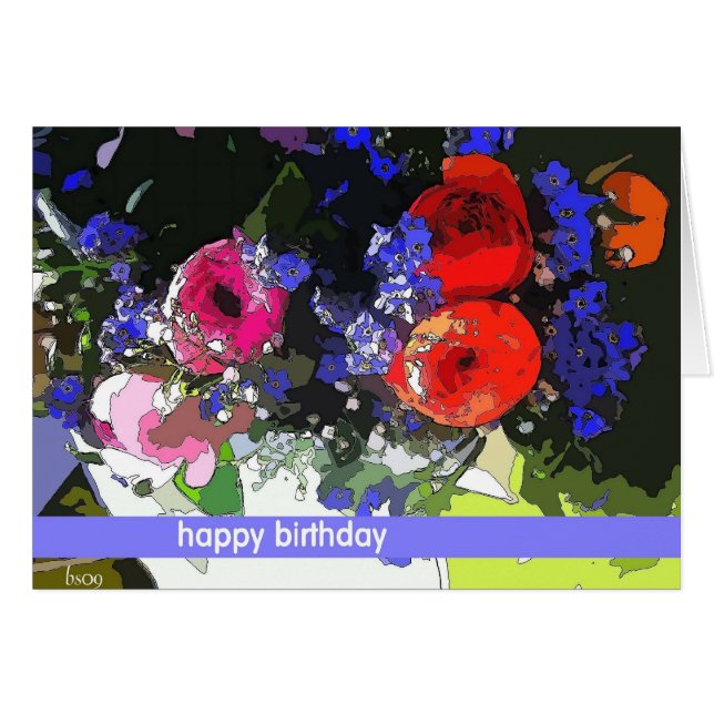 röd och rosa ranunculus hälsningskort (Framsidan Horizontal)