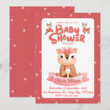 Röd Och Rosa Söt Bebis Babyshower Inbjudan