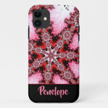 Röd och Rosa Starburst Fractal Abstrakt med Namn