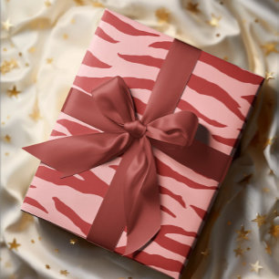 Röd och Rosa Zebra mönstrad Presentpapper