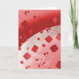 Röd och roséguld falsk glitter födelsedagskort kort