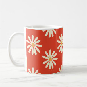 röd och senap 1970:s blommigt för återställande av kaffemugg
