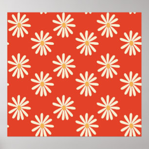 röd och senap 1970:s blommigt för återställande av poster