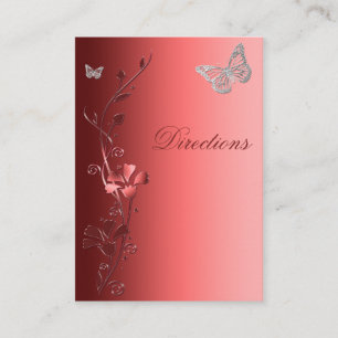 Röd- och Silver-Blommigt-Butterflies-riktningskort Tilläggskort
