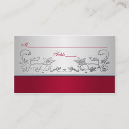 Röd- och Silver-Blommigt-platskort Placeringskort