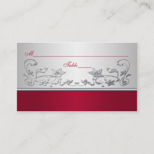 Röd- och Silver-Blommigt-platskort Placeringskort