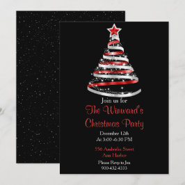 Röd och Silver Julgran Inbjudningar