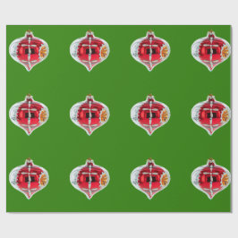 Röd och Silver Ornament Grönt Svällning Papper Presentpapper