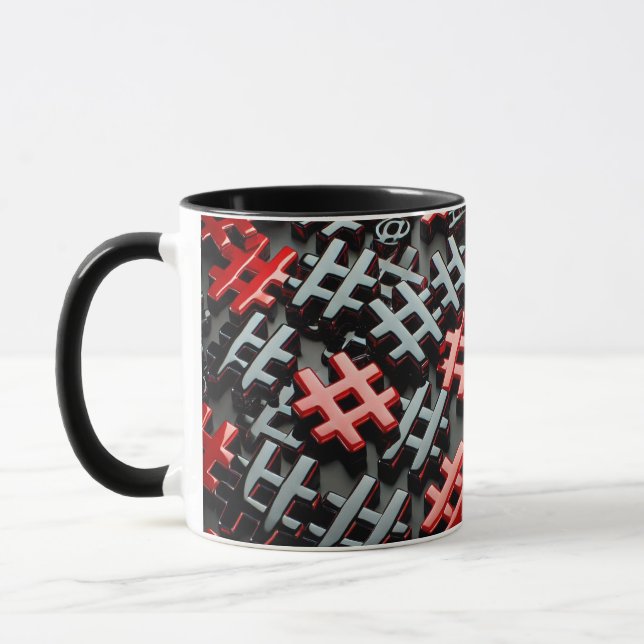 Röd och svart Abstract Design Mugg (Vänster)