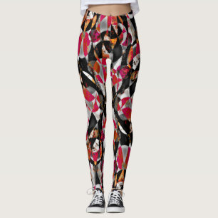 Röd och svart Abstrakt - mönster Leggings