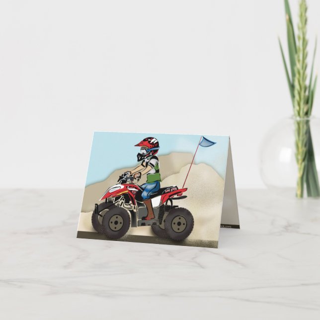 Röd och svart ATV-unge Kort (Framsida)