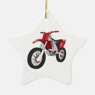 Röd och svart Av-Väg/Enduro motorcykel Julgransprydnad Keramik