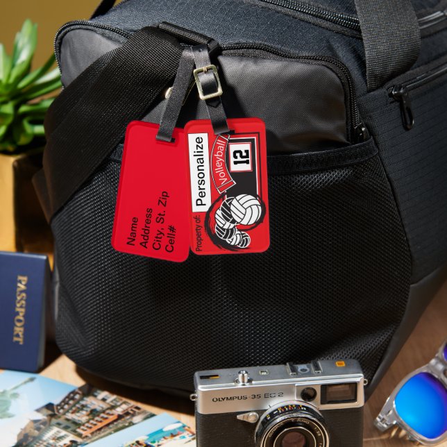 Röd och svart 🏐 bagagebricka (Fram & Baksida)