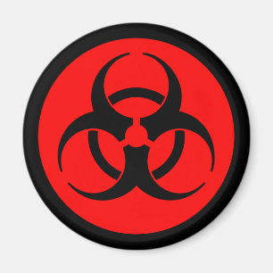 Röd och svart biofarosymbol Magnet