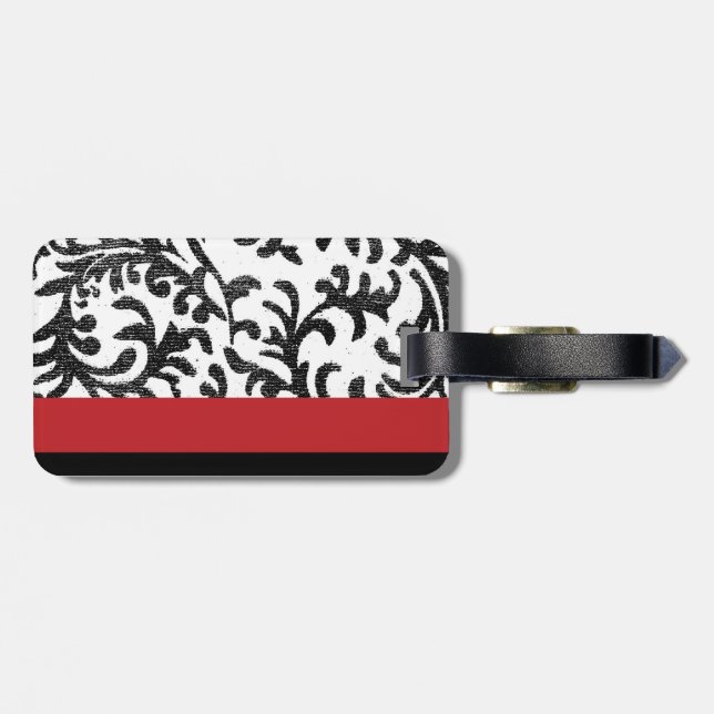 Röd och svart Blommigt Bagagebricka (Baksida Vågrät)