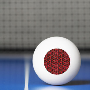 Röd och svart Blommigt Visa Ping Pong Boll