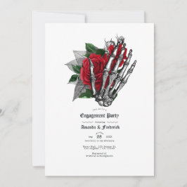 Röd och svart blomster gotisk förlovningsfest inbjudningar