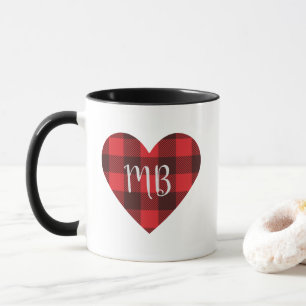 Röd och svart buffalo-stift/kontrollera Monogram H Mugg