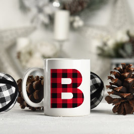 Röd och svart buffelkontroll fet Brev B Monogram Kaffemugg