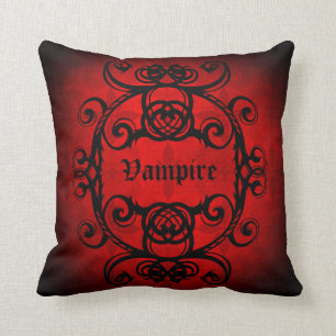 Röd och svart dekor Halloween för gotisk vampyr Kudde