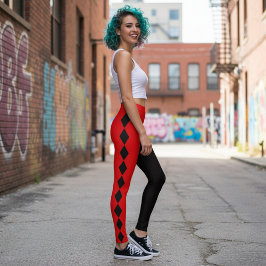 Röd och svart diamant Harlequin Leggings