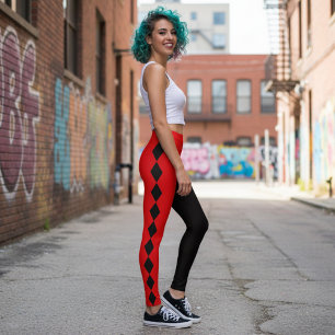 Röd och svart diamant Harlequin Leggings