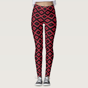 Röd och svart diamant mönster leggings