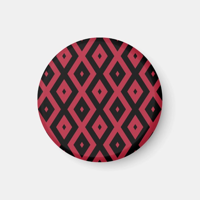 Röd och svart diamant mönster magnet (Framsidan)