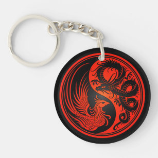 Röd och svart drake Phoenix Yin Yang