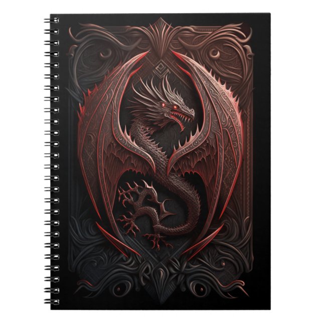 Röd och svart draken Spiral - bärbar dator Anteckningsbok (Framsidan)