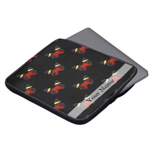 Röd och svart fjäril mönster laptop sleeve